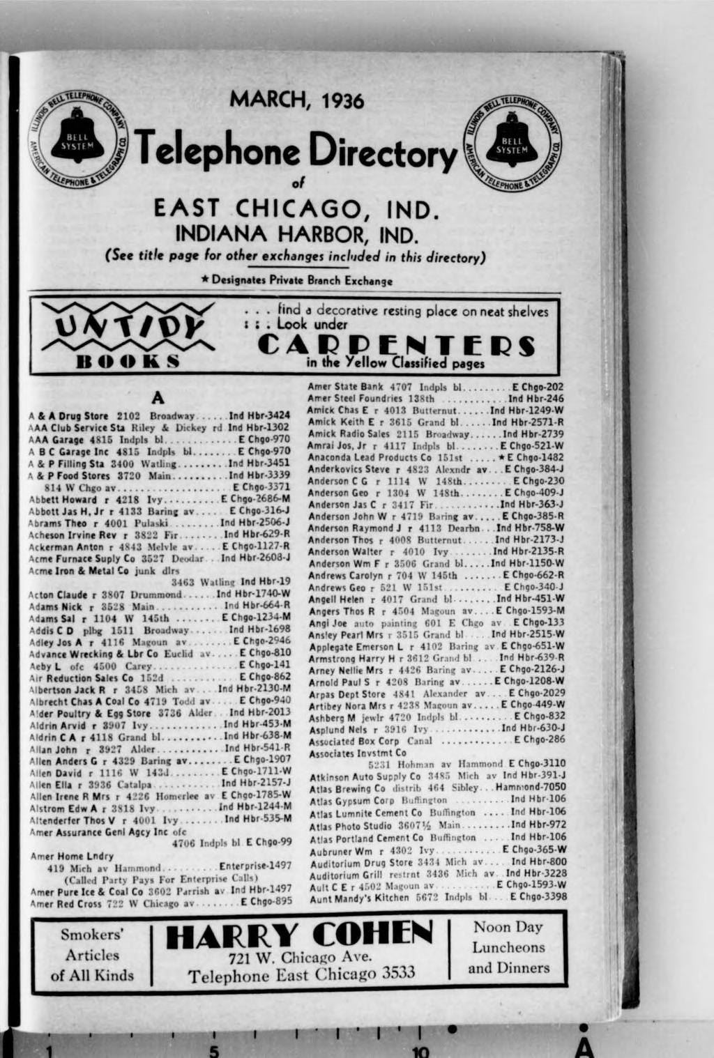 East Chicago Directory - March 1936 : Illinois Bell Telephone 